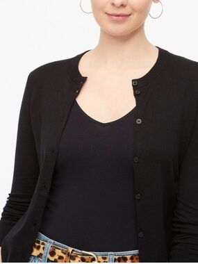 J Crew Factory Classic Cotton Cardigan Sweater Black XL